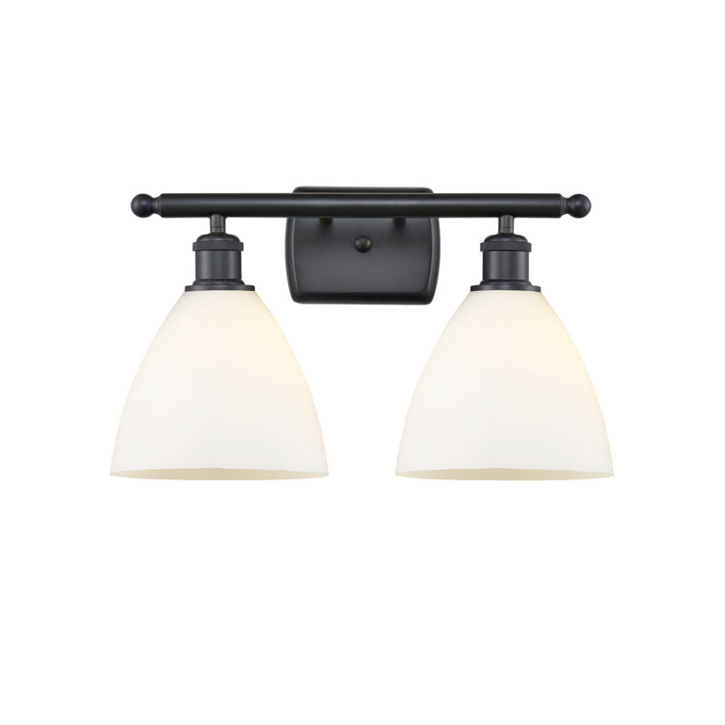 Éclairage pour meuble-lavabo 2 lumières Shauna, Blanc mat, Incandescent, Noir mat