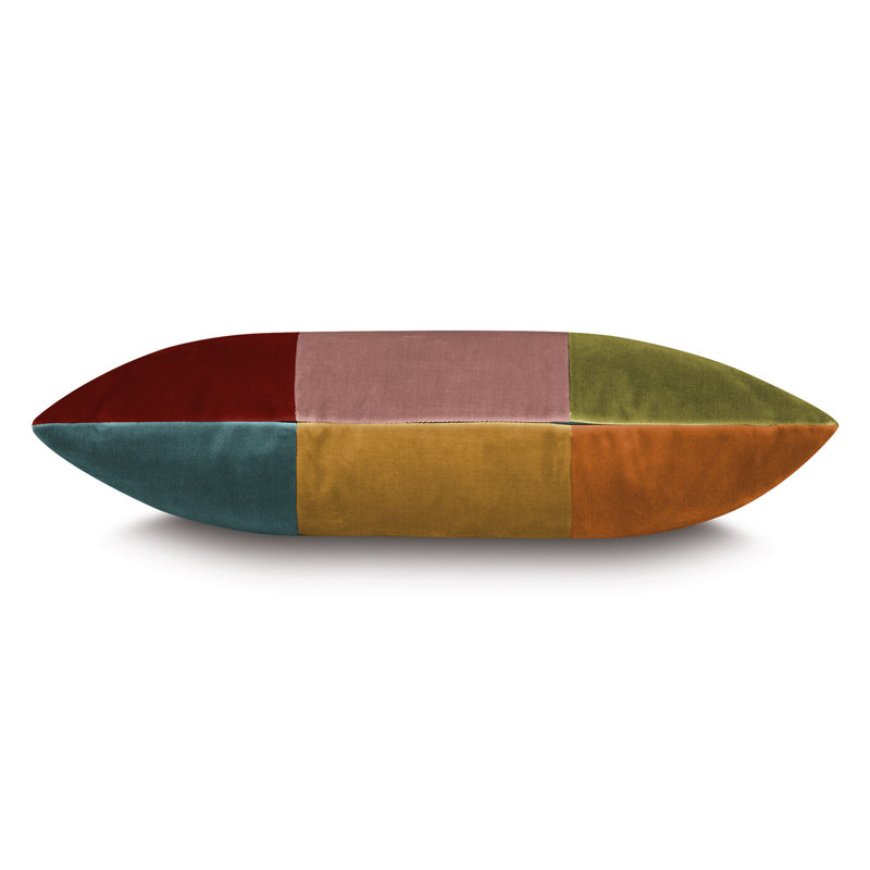 Coussin Uma, Rectangle H 11 po x l 21 po, Vert / Rose / Rouge