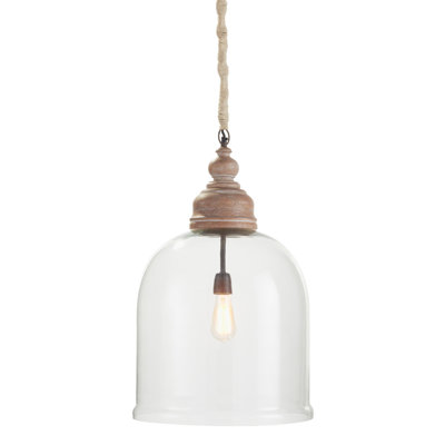 Bridgit Single Light Glass Wood Pendant