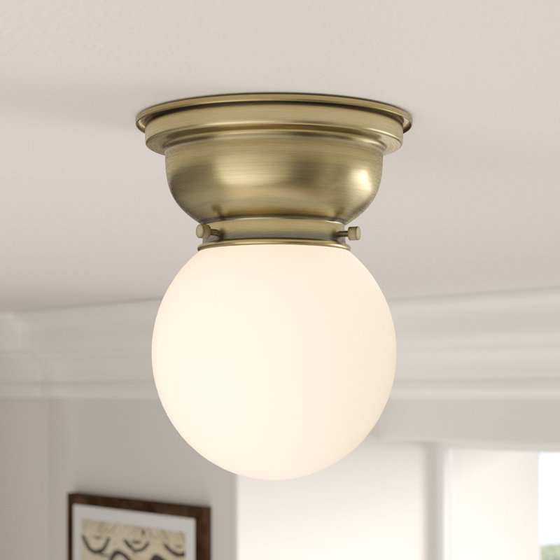 Lorri Glass Flush Mount, Seedy, Brushed Satin Nickel, 6 Watt Vinage LED Bulb