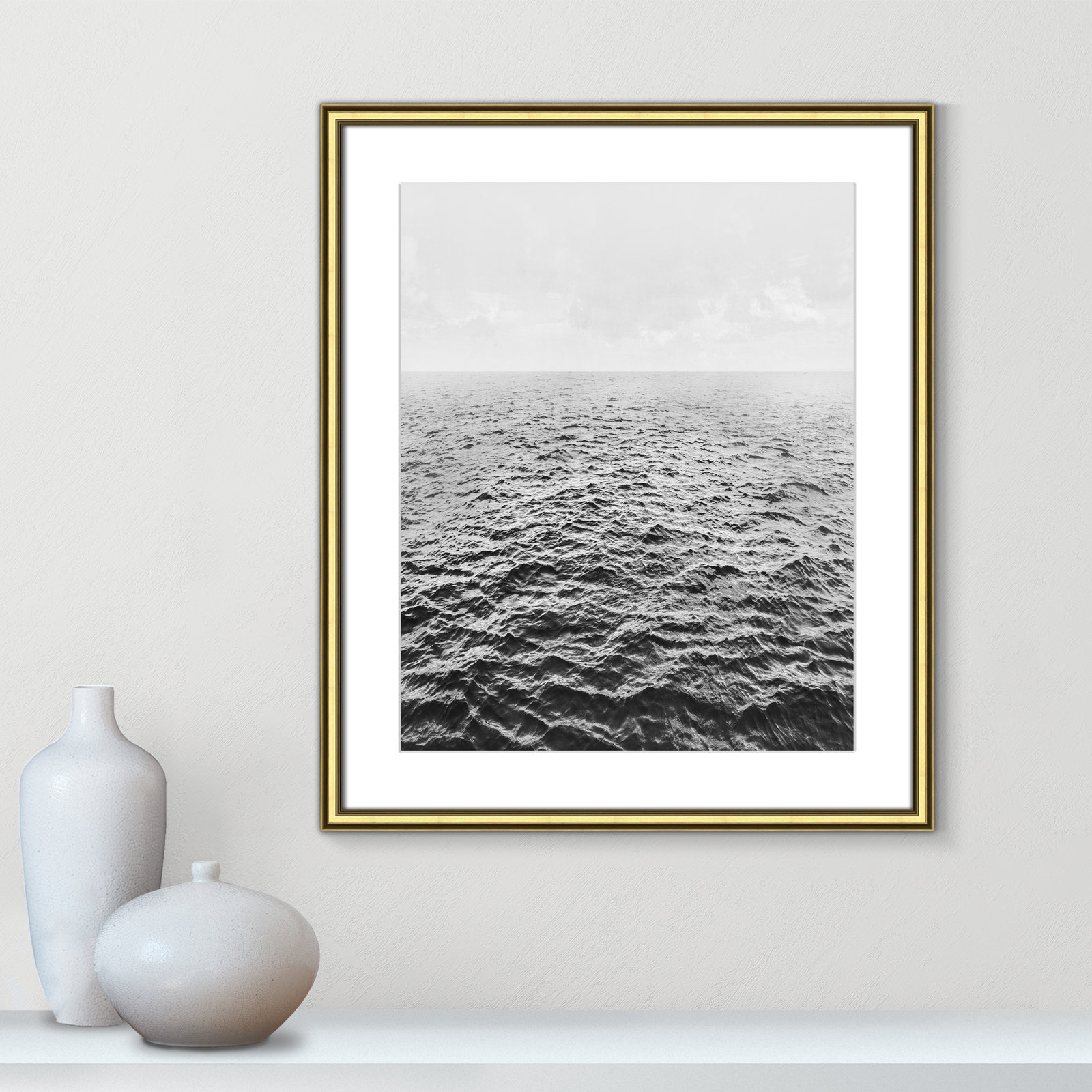 Anali "Rolling in" Print by Mike Calascibetta, Gold, 22.75" W x 26.75" H x 0.875" D