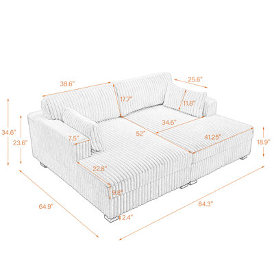 Bukvice 214.1Cm Square Arms Sofa