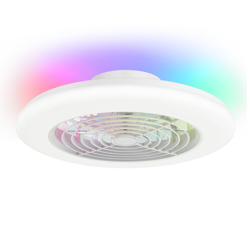 Ventilateur de plafond à profil bas en cage 19 po Axston avec télécommande et lumières DEL RVB à intensité variable