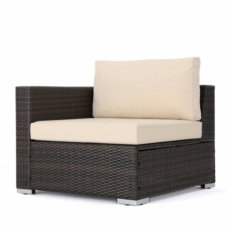 Fauteuil de patio gauche Mbrn + Alu, Coussin beige / structure brune