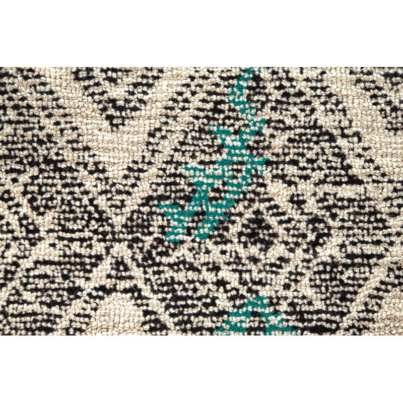 Eliel Geometric Hand Tufted Black/White/Orange Area Rug, Round 8'
