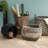 Stroh Round Cone Woven Resin Wicker Basket with Handles