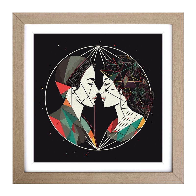 Lovers Geometric No.2 - Framed Print, Oak