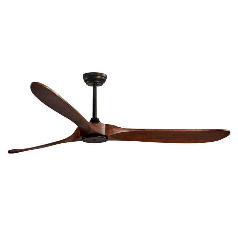 72 Inch Ceiling Fan without Light, 6-Speed Remote Control, 3-Wood-Blade, Reversible DC Motor, Modern Low Profile Flush Mount Exterior Fan for Bedroom, Living Room, Patio, Indoor/Outdoor
