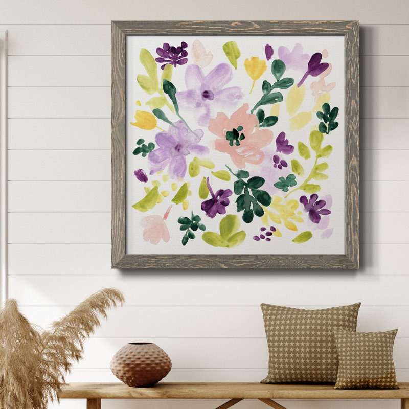 Lavender Meadow II - art mural encadré sur toile, H 27,5 po x l 27,5 po x P 1,5 po, Encadré gris
