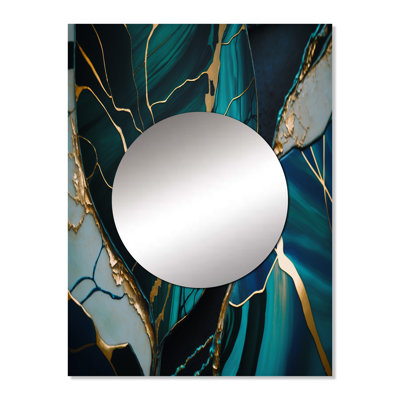 Vallis Abstract Geode Green I - Marble Wall Mirror, Green Decorative Mirror, Printed Metal Art