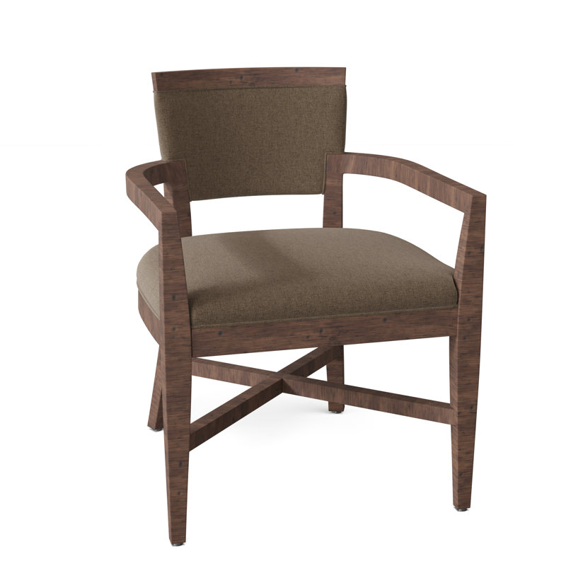Keller Upholstered King Louis Back Arm Chair, 8789 Bark, Tobacco