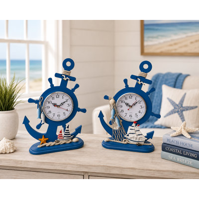 Ensemble de 2 horloges de table à thème nautique