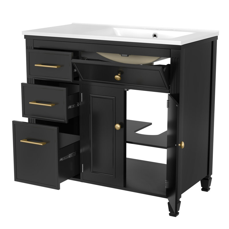 36" Bathroom Vanity with Sink, Black