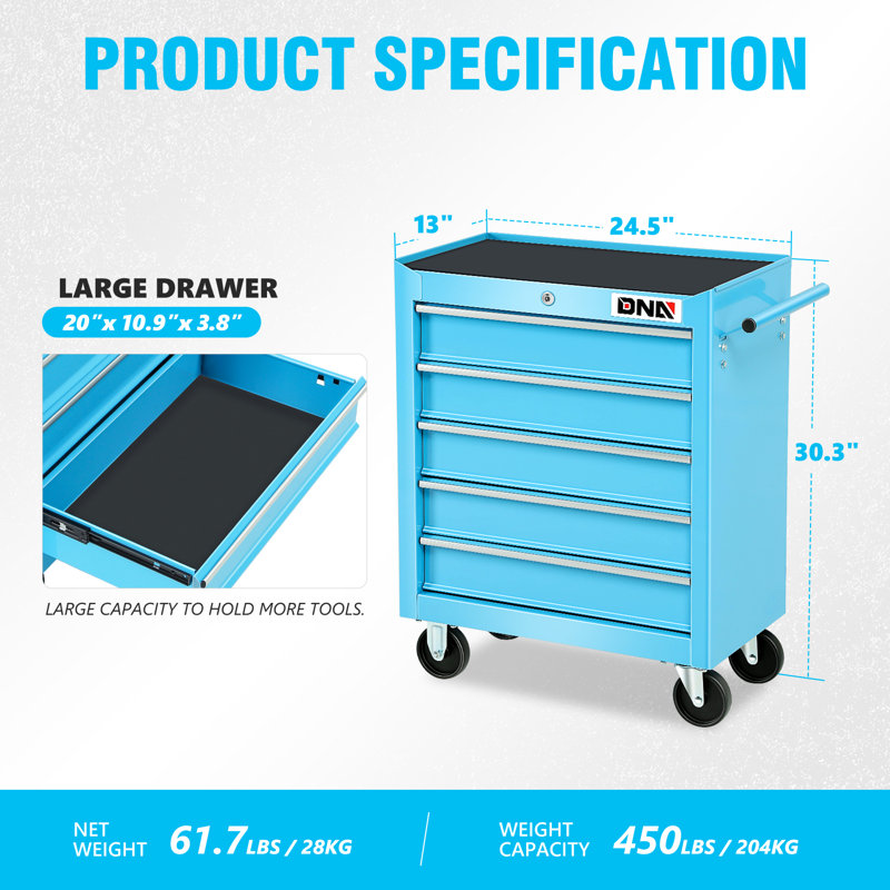 15 in. W -Drawer Steel Bottom Rollaway Chest with Wheels