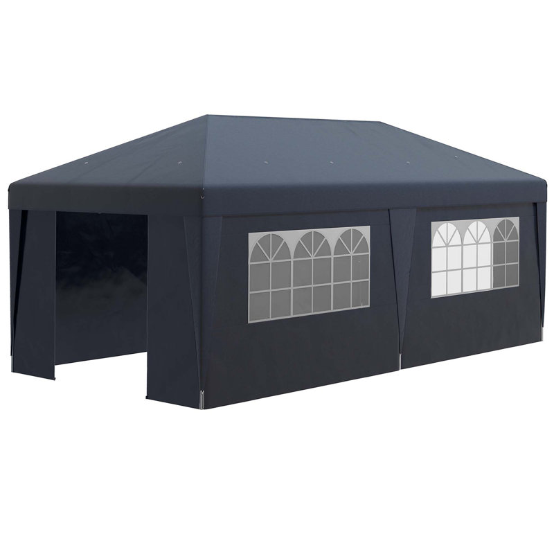 Outsunny 10' X 19.5' Pop Up Canopy Tent With Sidewalls, Height Adjustable Large Party Tent Event Shelter With Leg Weight Bags, Double Doors And Wheeled Carry Bag For Garden, Patio
