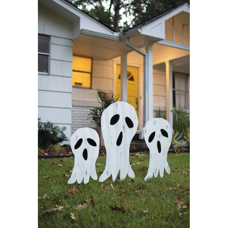  Décorations d'Halloween fantôme - Ensemble de 3 figurines en métal