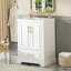 Meuble-lavabo 24 po avec lavabo, armoire en panneau de fibres à densité moyenne avec cadre en bois massif, 1 tiroir divisé et 2 portes à fermeture douce avec double tablette sur la porte, meuble-lavabo autoportant