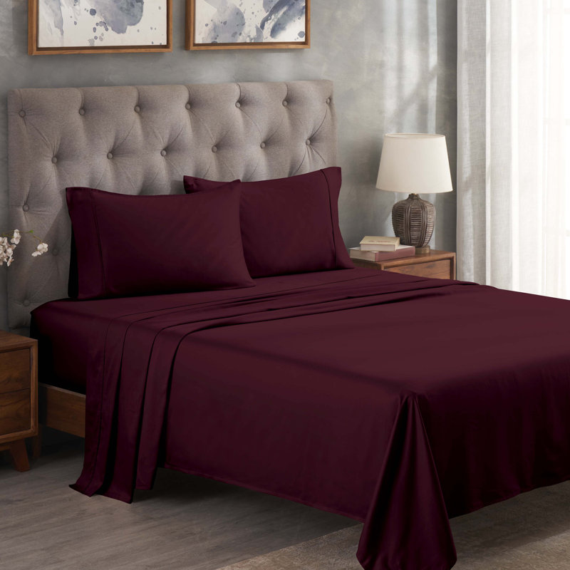 Ensemble de draps 300 po, Ensemble de draps pour très grand lit californien, Prune