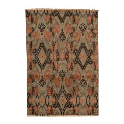 Ikat Area Rug in Brown/Orange/Dark