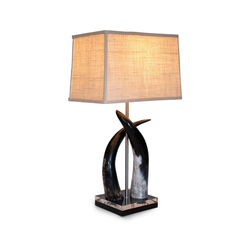 24" Cow Horn Table Lamp - Acryllic Base