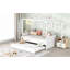 Lit de jour à baldaquin simple avec lit gigogne, structure en bois, design épuré et rangement compact pour les chambres modernes (sans matelas)