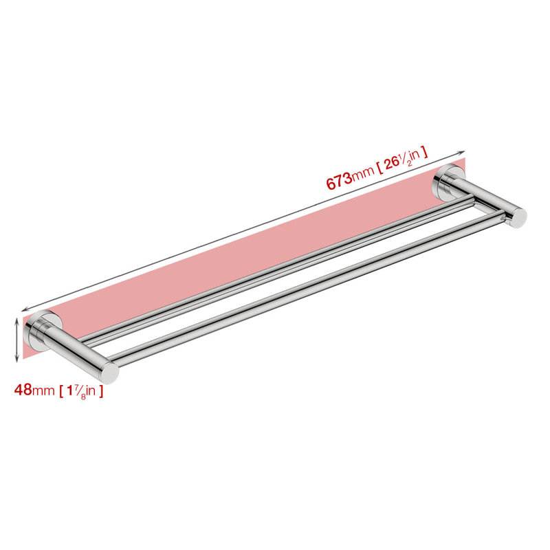 Double Towel Bar, Polished Stainless Steel