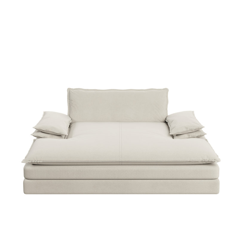 Méridienne moderne surdimensionnée double, Beige/White Chenille