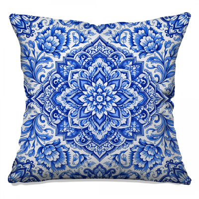 Coussins floraux bleus Mandala