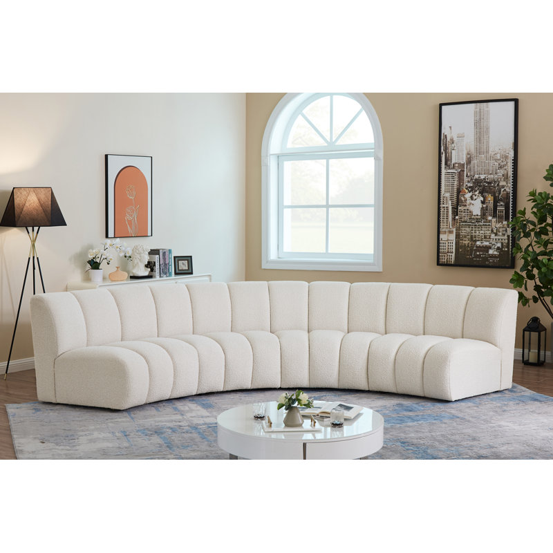 Canapé modulaire de coin symétrique Infinity de 148 po de largeur, Tissu crème bouclé