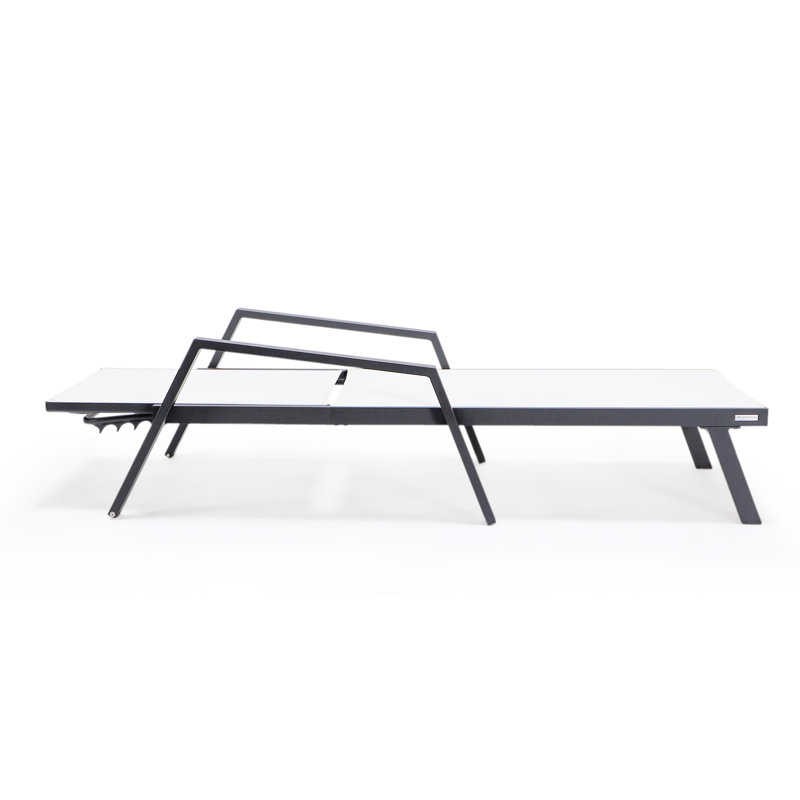 Marlin Outdoor Patio Reclining Chaise Lounge Arm Chair with Powder-Coated Aluminum Frame- Breathable Sling Mesh Fabric, Adjustable Backrest