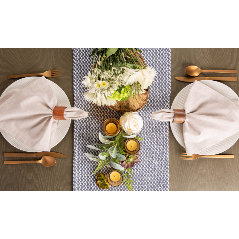 Anoka Geometric 100% Cotton Table Runner, French Blue