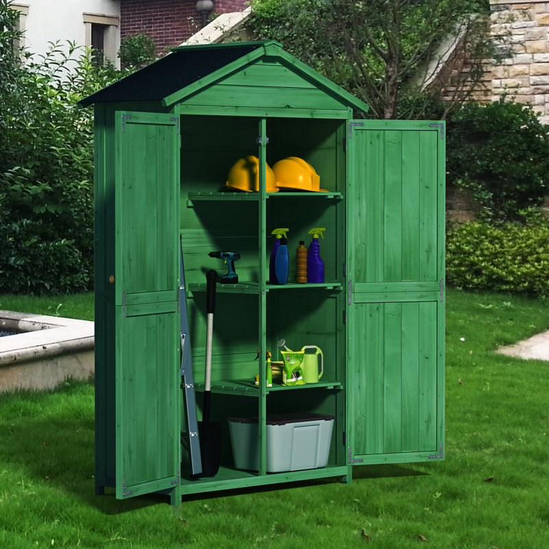 Armoire de rangement d'extérieur 35,6 po x 18,1 po x 67,42 po, toit imperméable, portes doubles, édifice de jardin L 67,42 po Forest For Tools