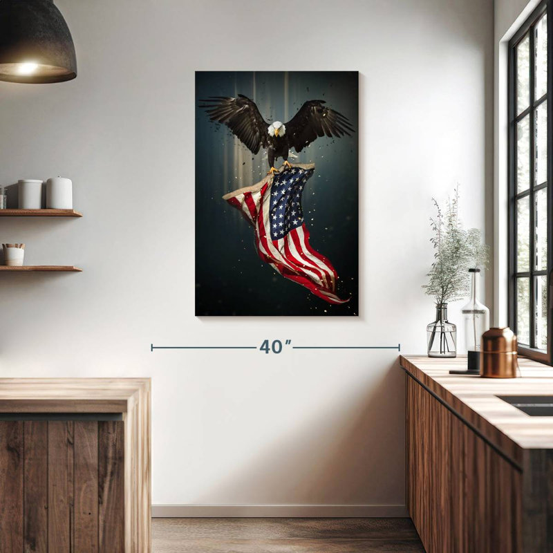 Borges Eagle And American Flag, 39" H x 26" W
