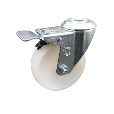 SS Nylon Wheel Swivel Bolt Hole Caster with Total Lock Brake SCC