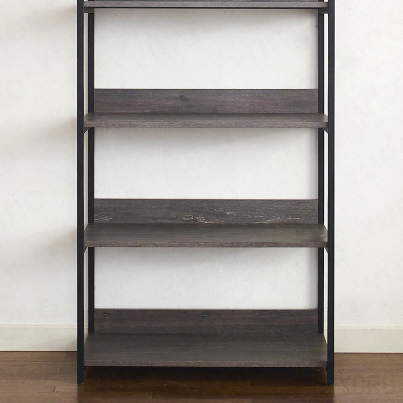 Organisateur de garde-robe, en bois / métal, à 5 tablettes pour la chambre à coucher - Gris rustique