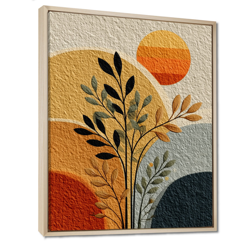 Orange et noir Boho Desert Retreat - Botanicals Wall Art Decor, impression sur toile botanique orange, H 20 po x l 12 po