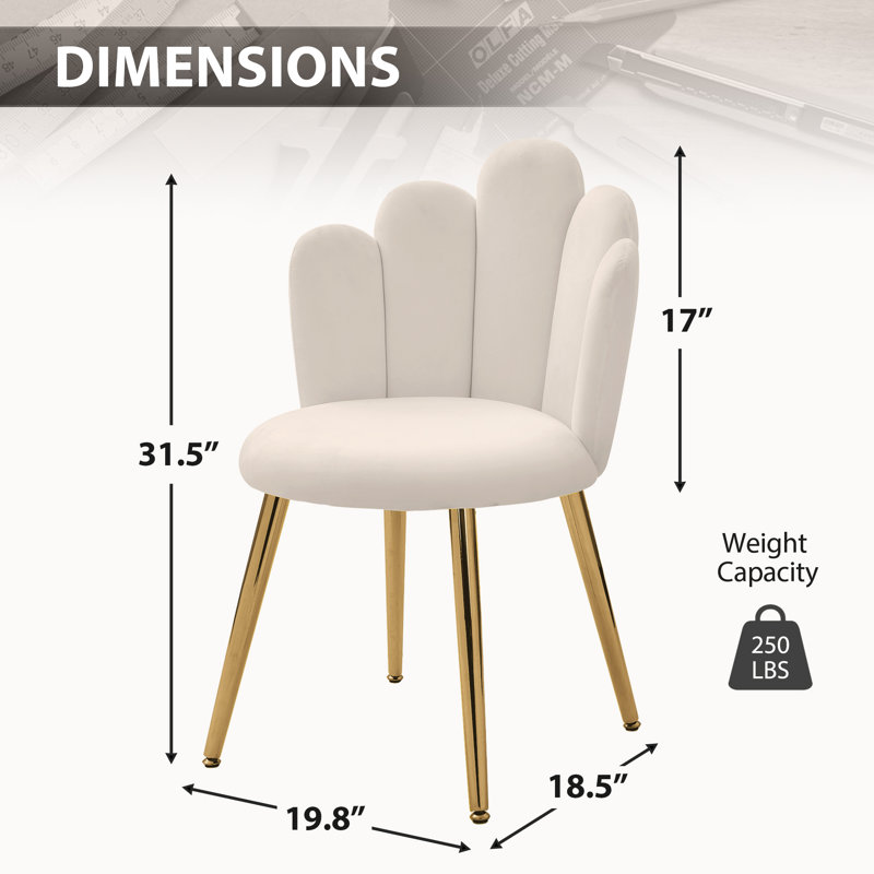 Fauteuil de maquillage Latara, Velours beige