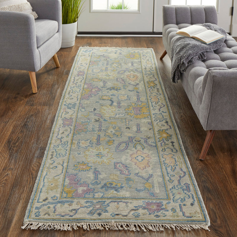 Karina Hand Knotted Wool Oriental Area Rug, Runner 2'6" x 8'