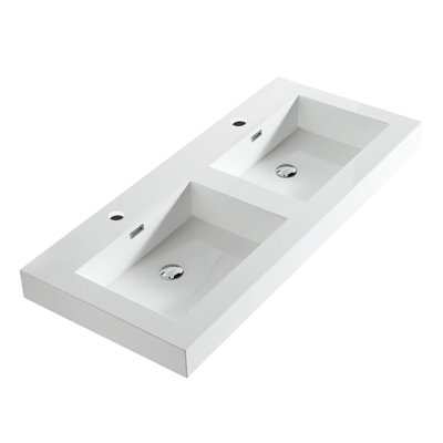 Dowell 48" Rectangular Drop-In Double Bathroom Sink with Overflow