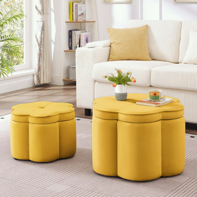 Ensemble de 2 repose-pieds en velours avec rangement