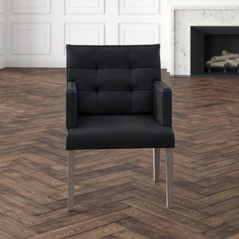 Avery Tufted Armchair, Black Faux Leather