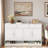 Farmhouse Sideboard With 3 Drawers, 4 Doors, Adjustable Shelf And Open Storage Compartments-986748921