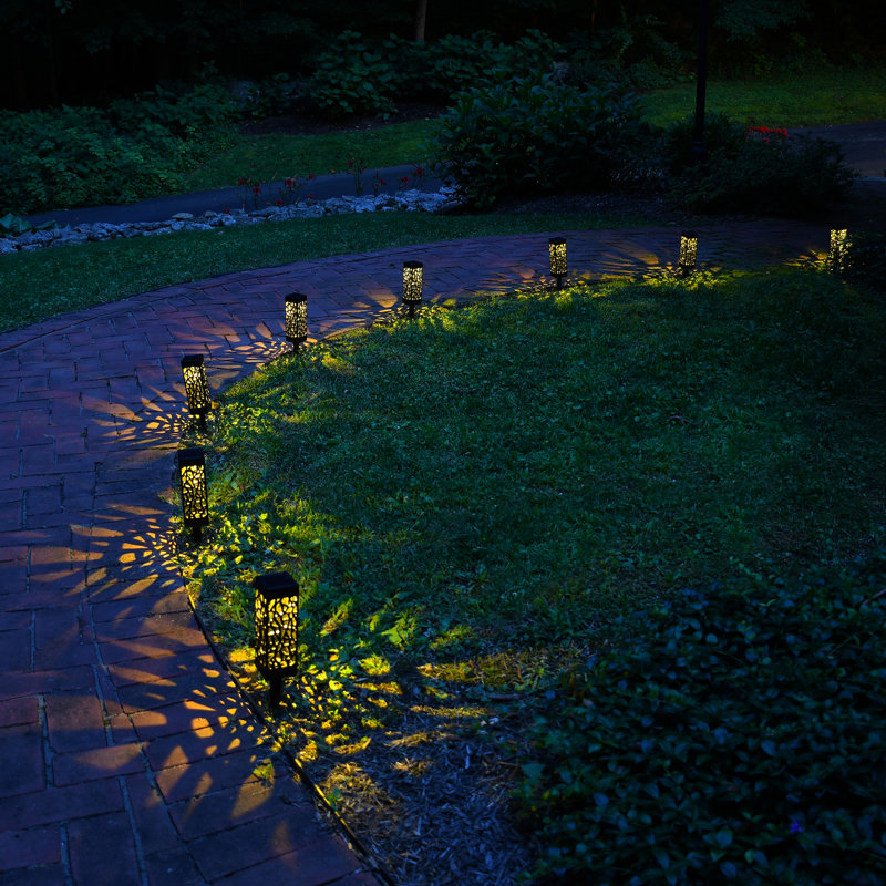 Black Solar Powered LED Pathway and Tabletop Lights Set of 4
