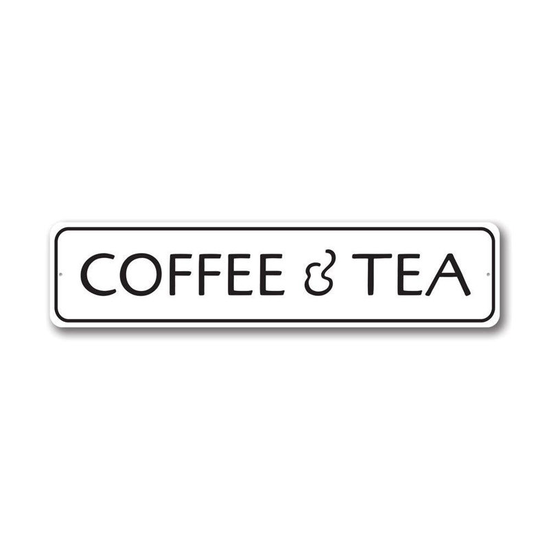 Plaque en aluminium «Coffee and Tea», H 6 po x l 24 po x P 0,06 po