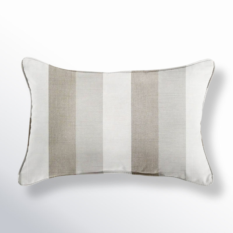 Coussin Adel Sunbrella, Brun / Gris, 12 po x 18 po, À rayures