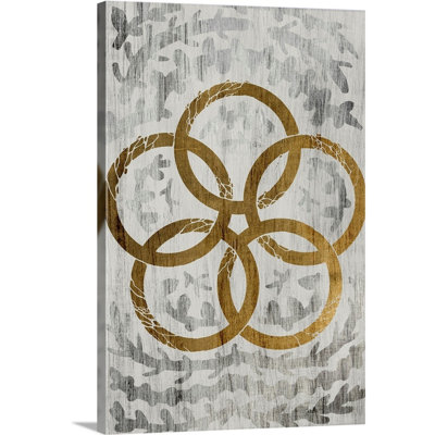 Cinq bagues dorées-feuilles d’or-reproduction d’art sur toile