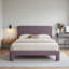 Lit rectangulaire moderne et minimaliste capitonné, Queen, lin violet-1164393412-1164393409