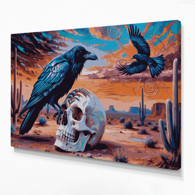 Southwestern Animals Raven and Crow 46 Pink Canvas Wall Art