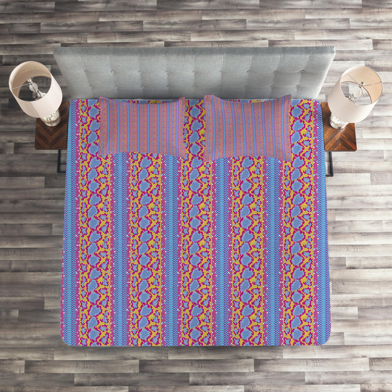 Glam Striped Coverlet, Blue/Pink
