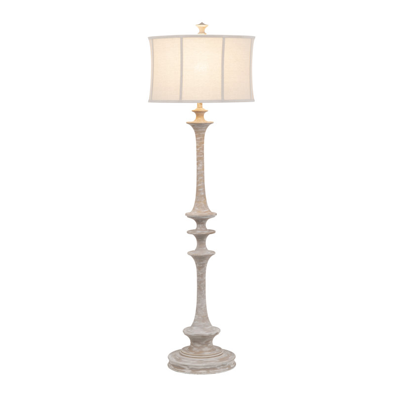 Lampe sur pied 65 po en résine avec abat-jour crème